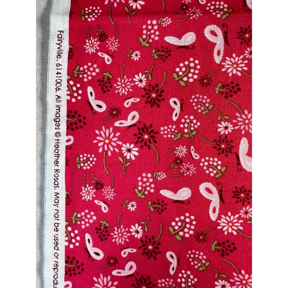 Fabric -OOP FAIRYVILLE Heather Rosas Camelot Fabrics Tossed Butterflies Pink BTY